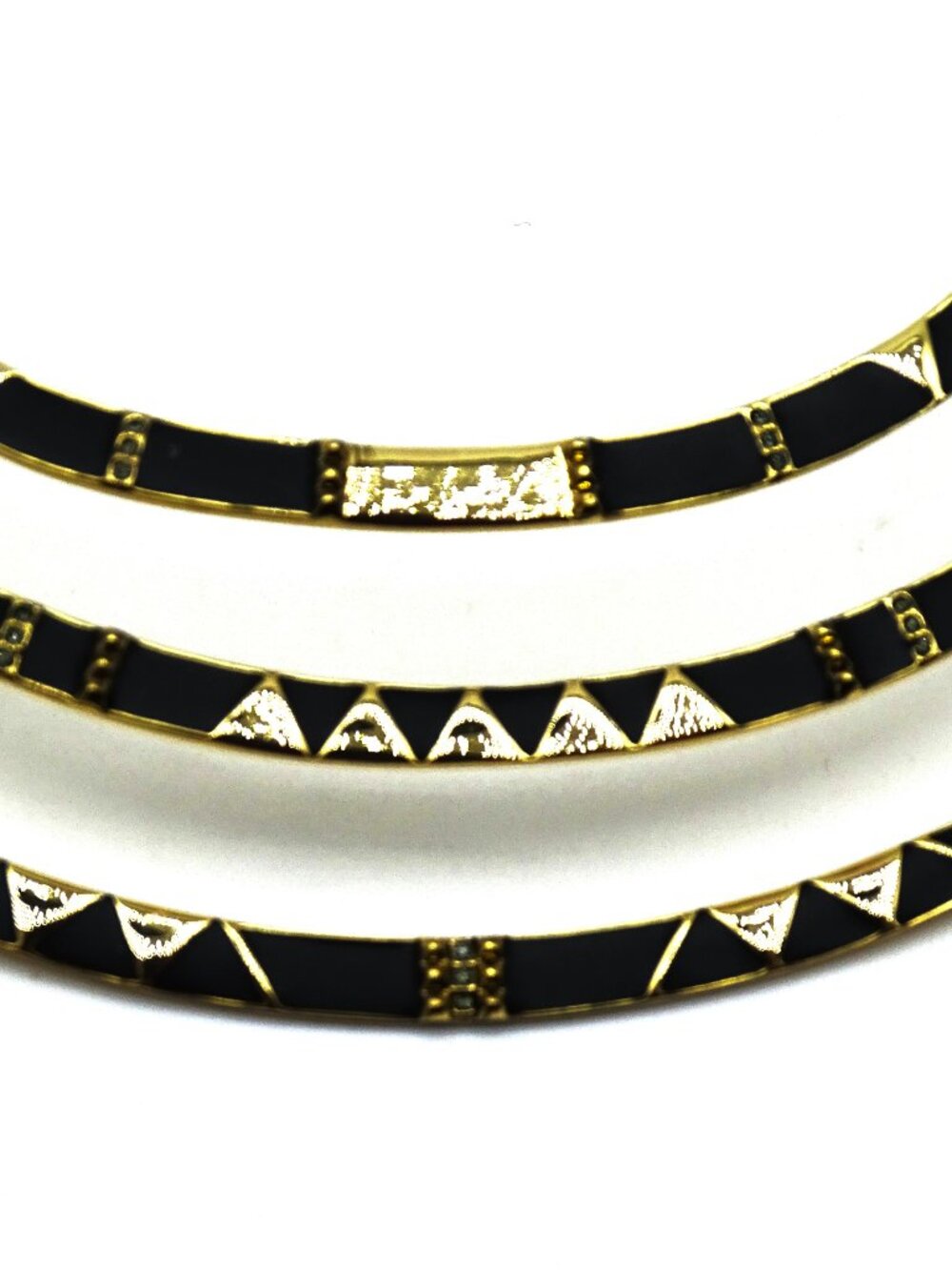HOUSE of HARLOW Gold Plated & Black Enamel Geometric Pattern Collar Necklace - Picture 5 of 9